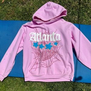 Sp5der mens pink hoodie